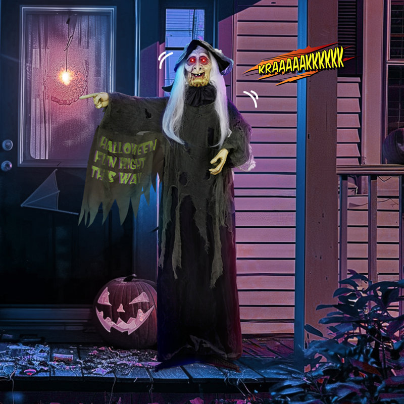 6 ft Animated Standing Witch Halloween Animatronic buy